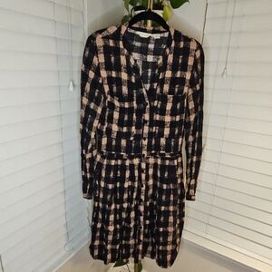 Anthropologie 11.1 Thylo Pink Black Plaid Checkered Mini Dress Tunic